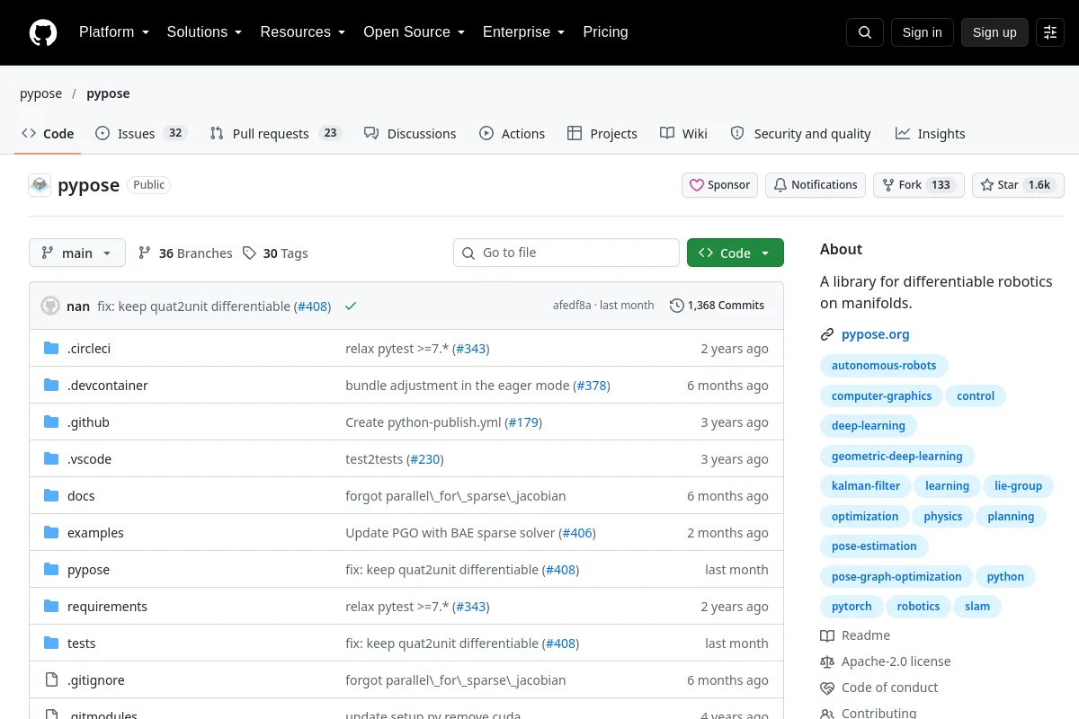 pypose · pypose resource page screenshot