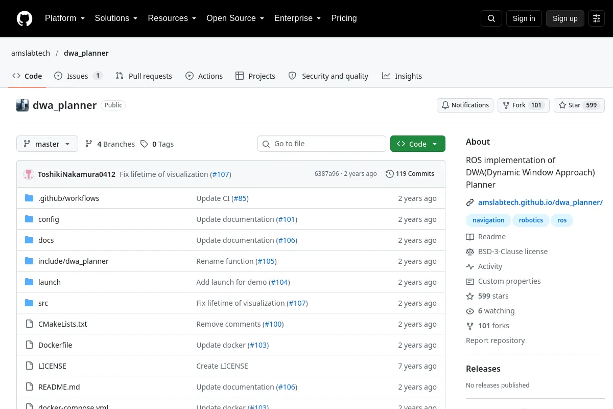 dwa planner · amslabtech resource page screenshot