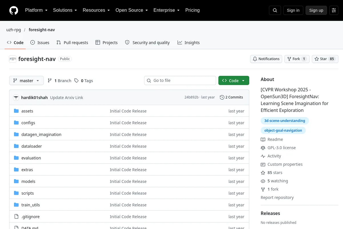 foresight nav · uzh-rpg resource page screenshot