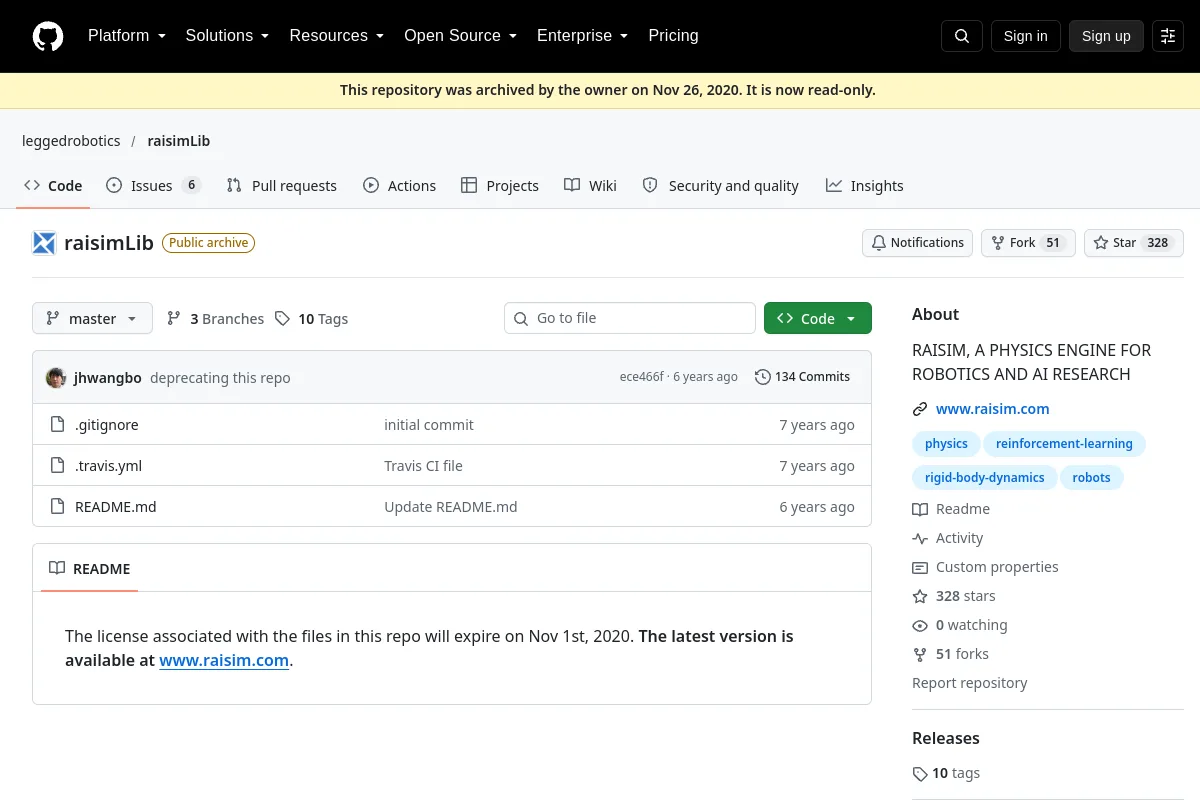 raisimLib · leggedrobotics website or repository screenshot