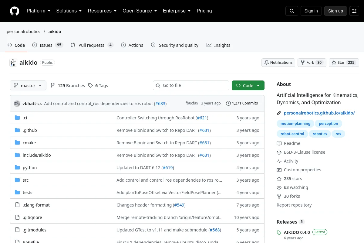 aikido · personalrobotics resource page screenshot