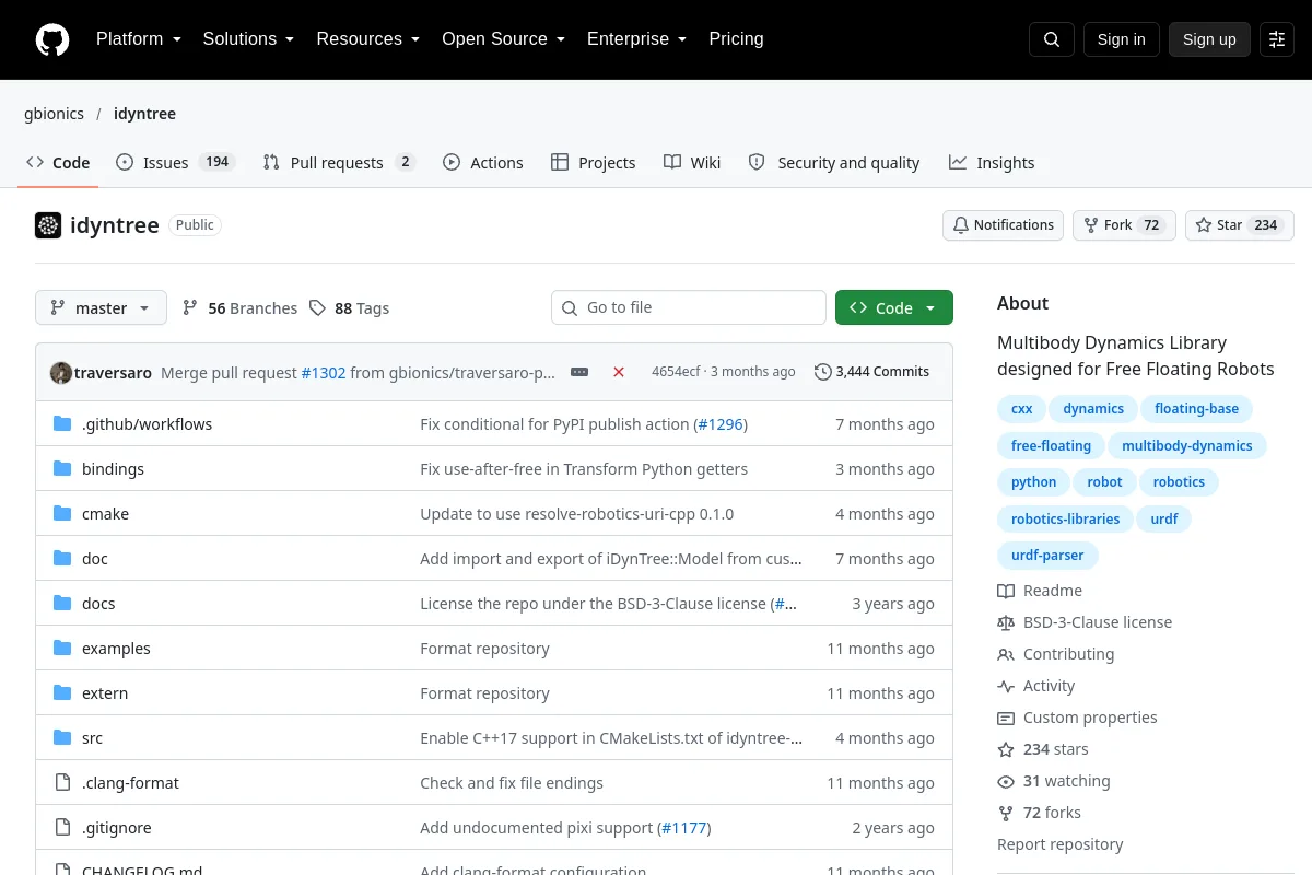 idyntree · gbionics website or repository screenshot