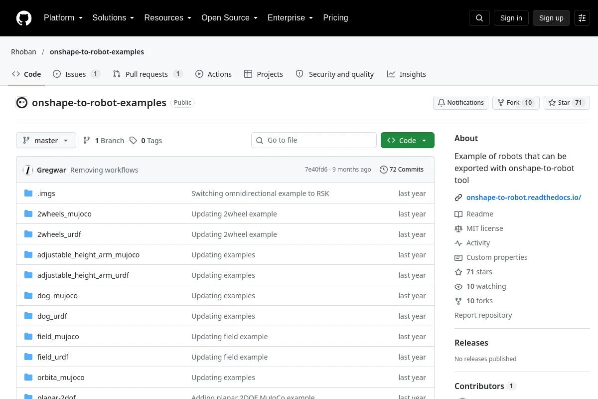 onshape to robot examples · Rhoban website or repository screenshot