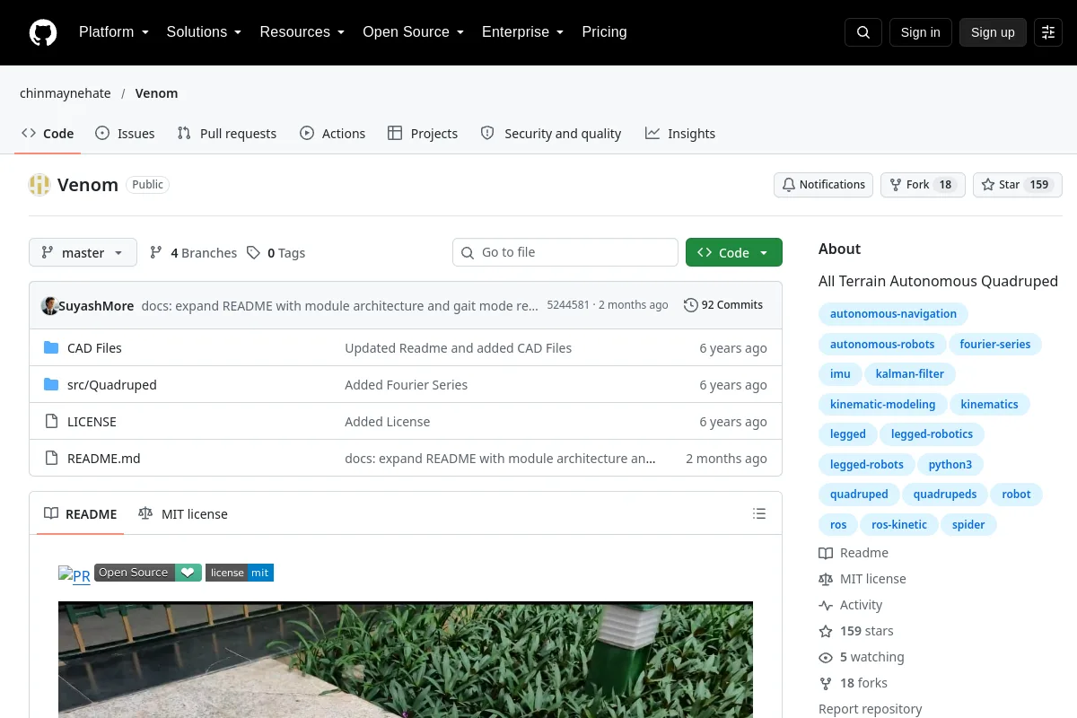 Venom · chinmaynehate website or repository screenshot