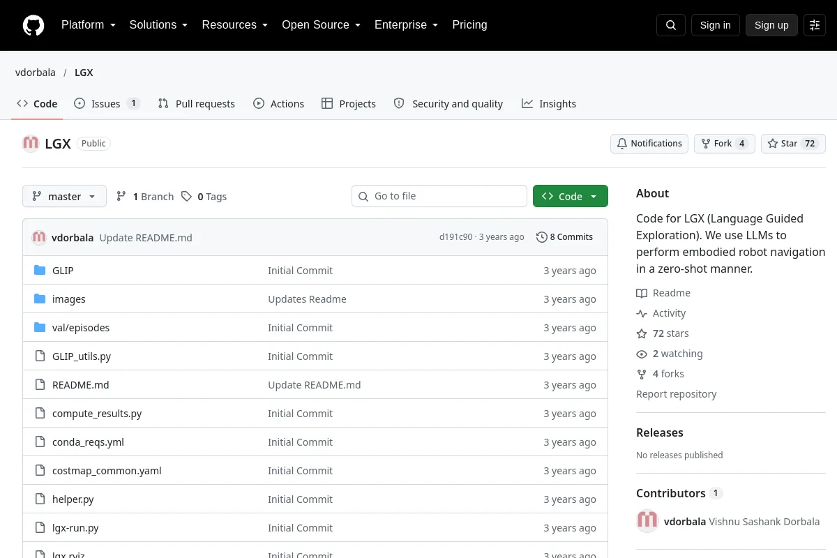LGX · vdorbala website or repository screenshot
