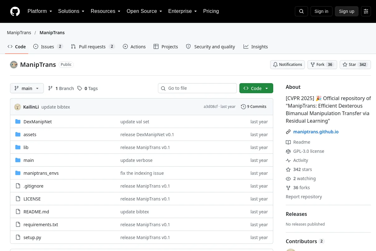 ManipTrans · ManipTrans website or repository screenshot