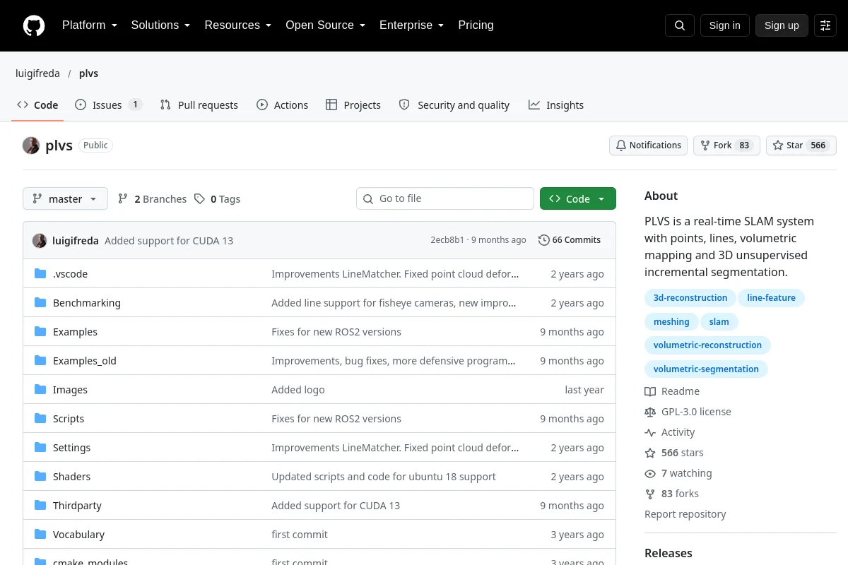 plvs · luigifreda resource page screenshot