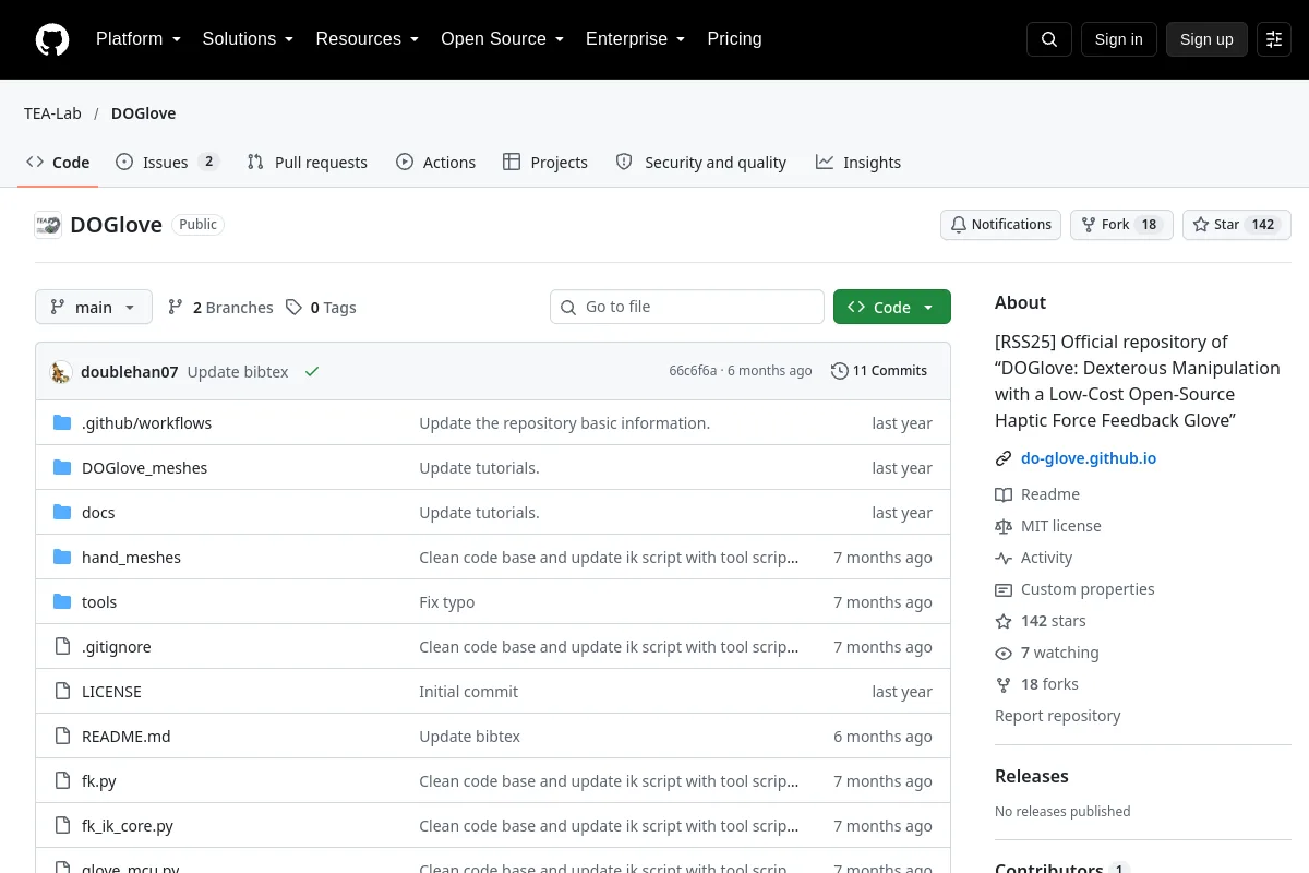 DOGlove · TEA-Lab website or repository screenshot
