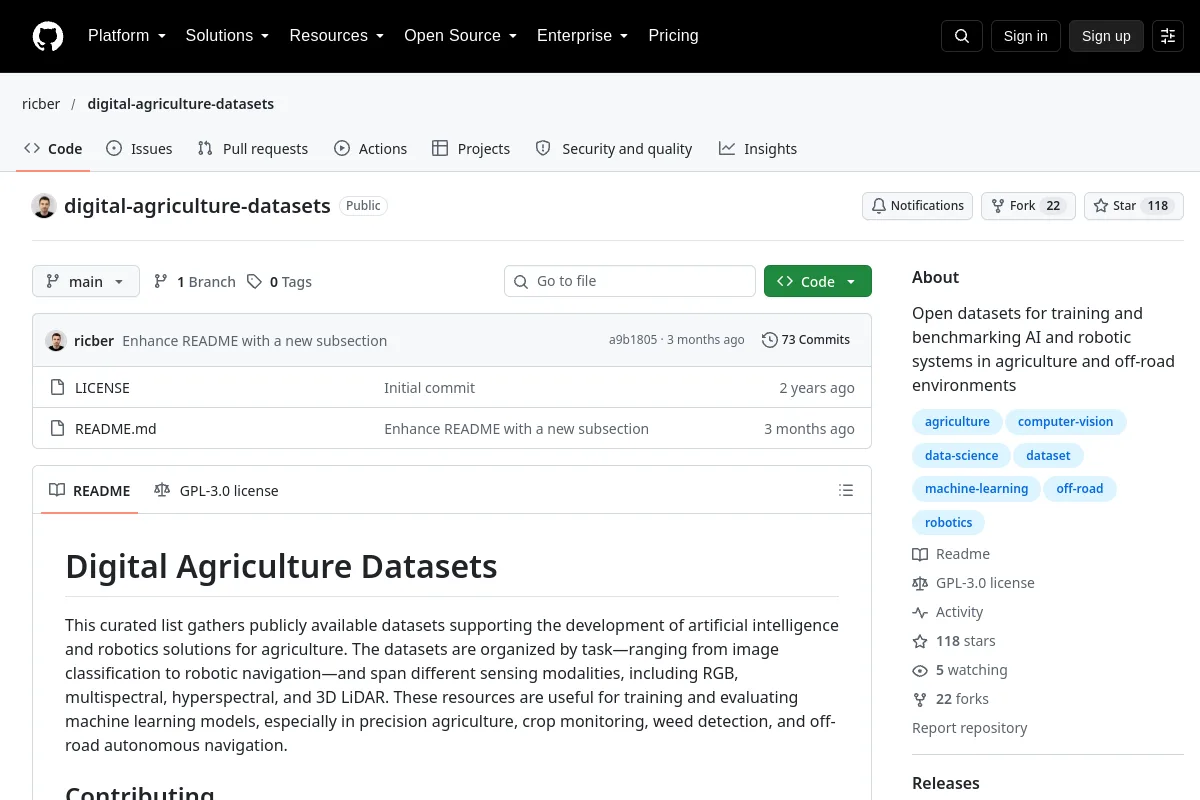 digital-agriculture-datasets · ricber website or repository screenshot