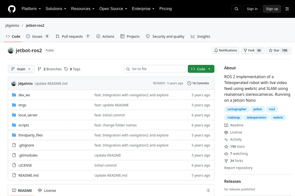 jetbot-ros2 · jdgalviss website or repository screenshot