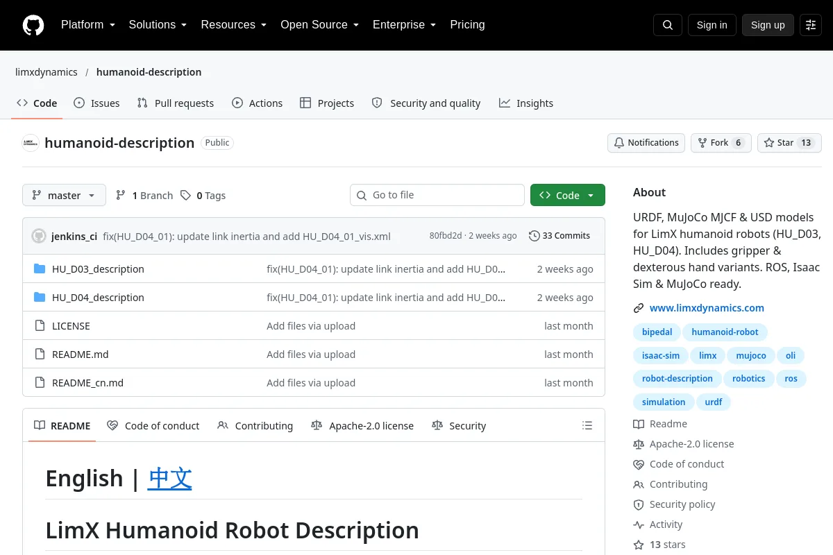 humanoid description · limxdynamics website or repository screenshot