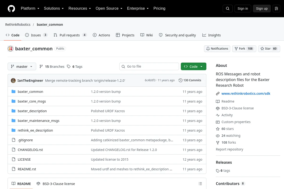 baxter common · RethinkRobotics website or repository screenshot