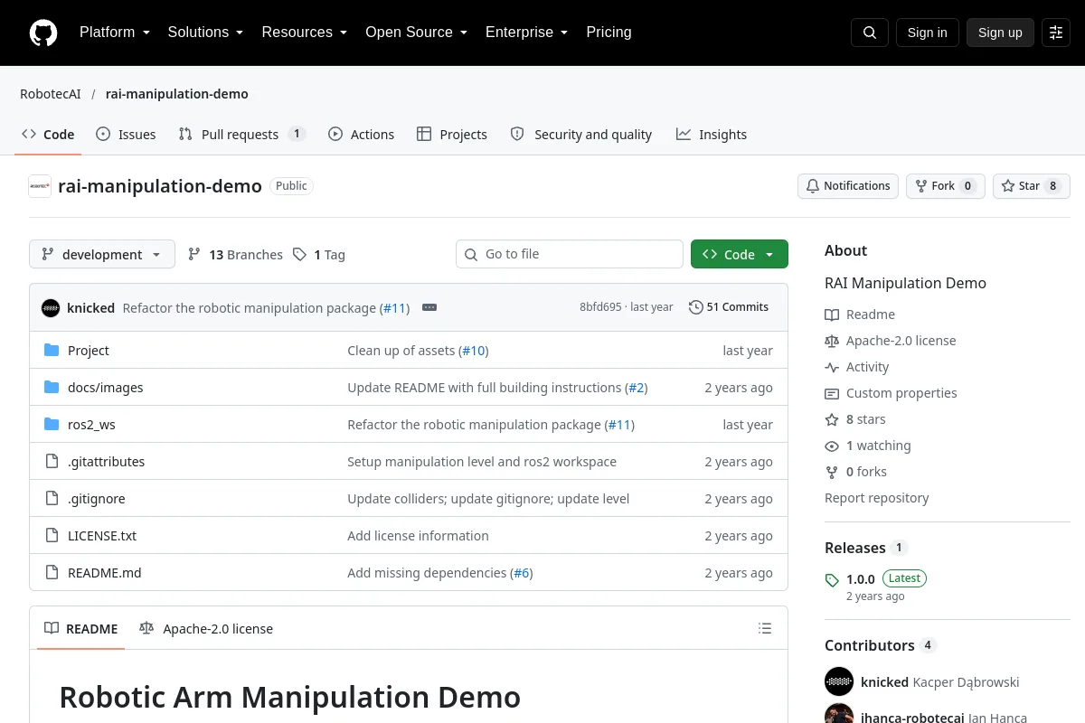 rai manipulation demo · RobotecAI resource page screenshot