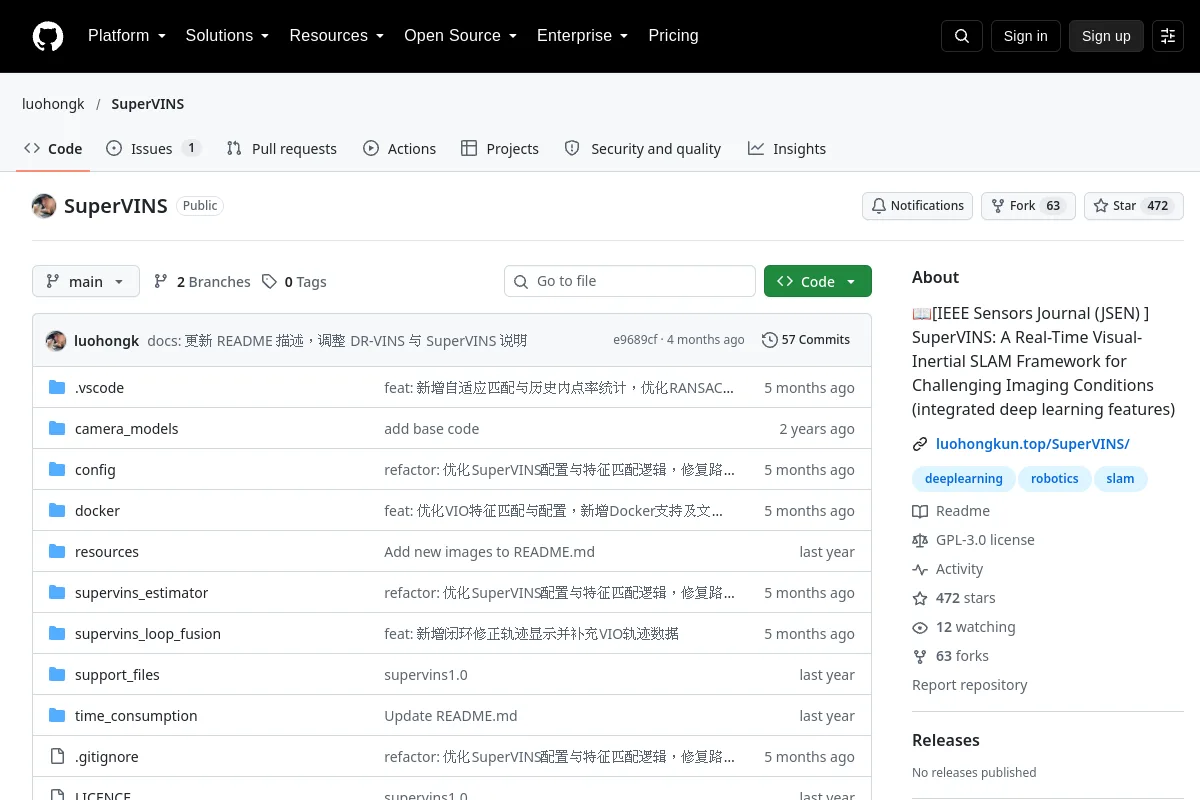 SuperVINS · luohongk resource page screenshot