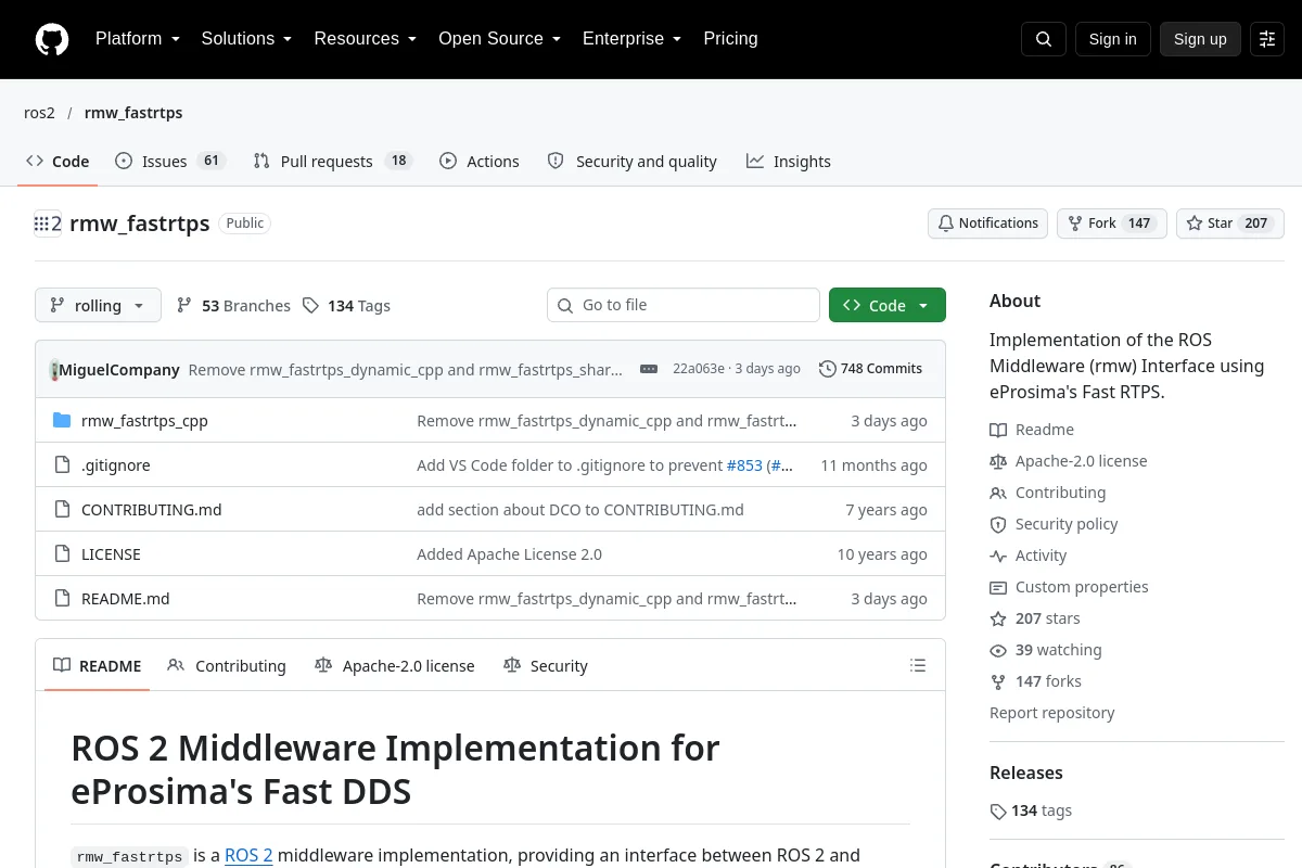 rmw fastrtps · ros2 website or repository screenshot