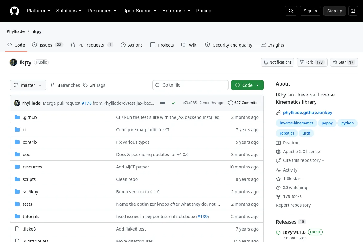 ikpy · Phylliade website or repository screenshot