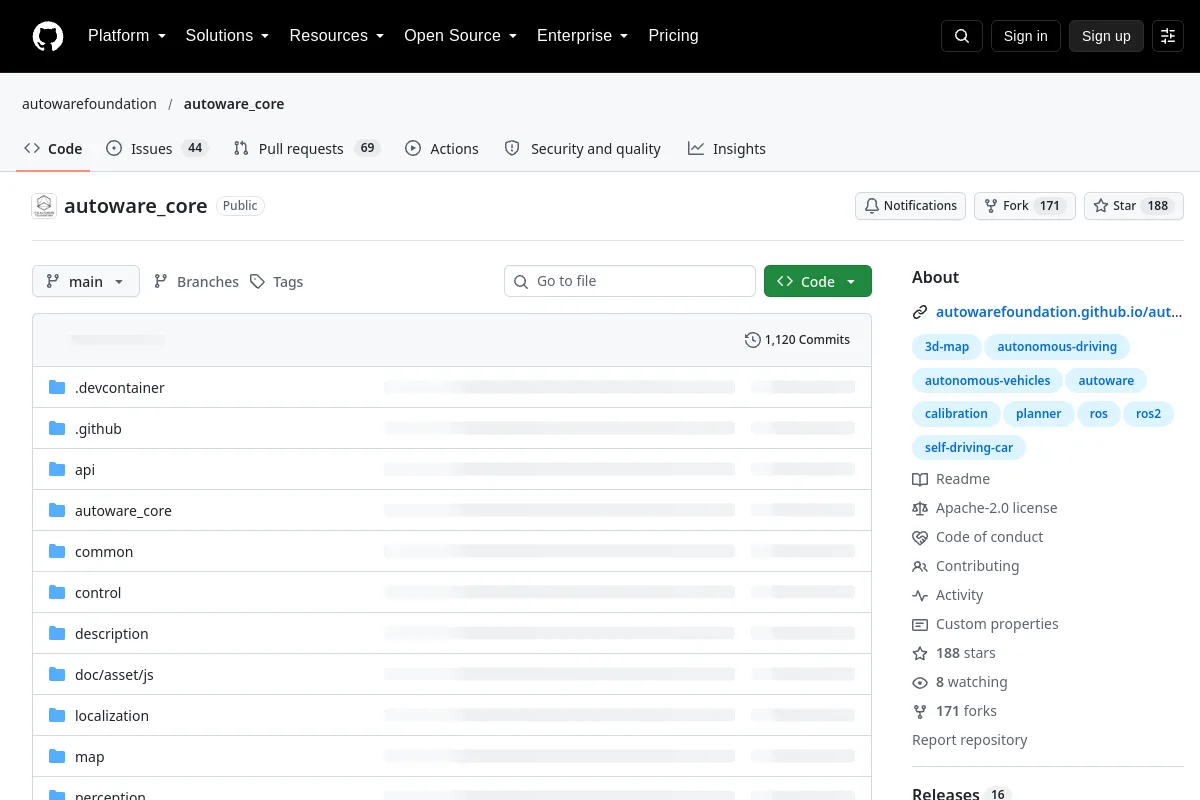 autoware_core · autowarefoundation resource page screenshot