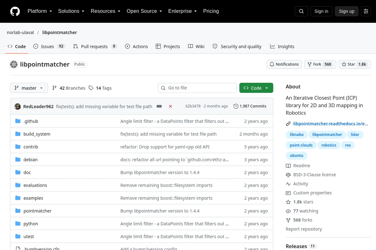 libpointmatcher · norlab-ulaval resource page screenshot