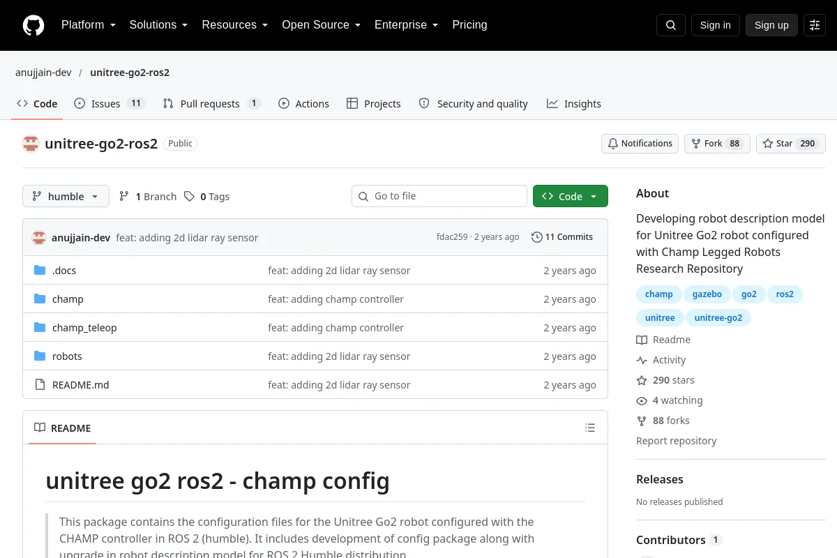 unitree-go2-ros2 · anujjain-dev website or repository screenshot