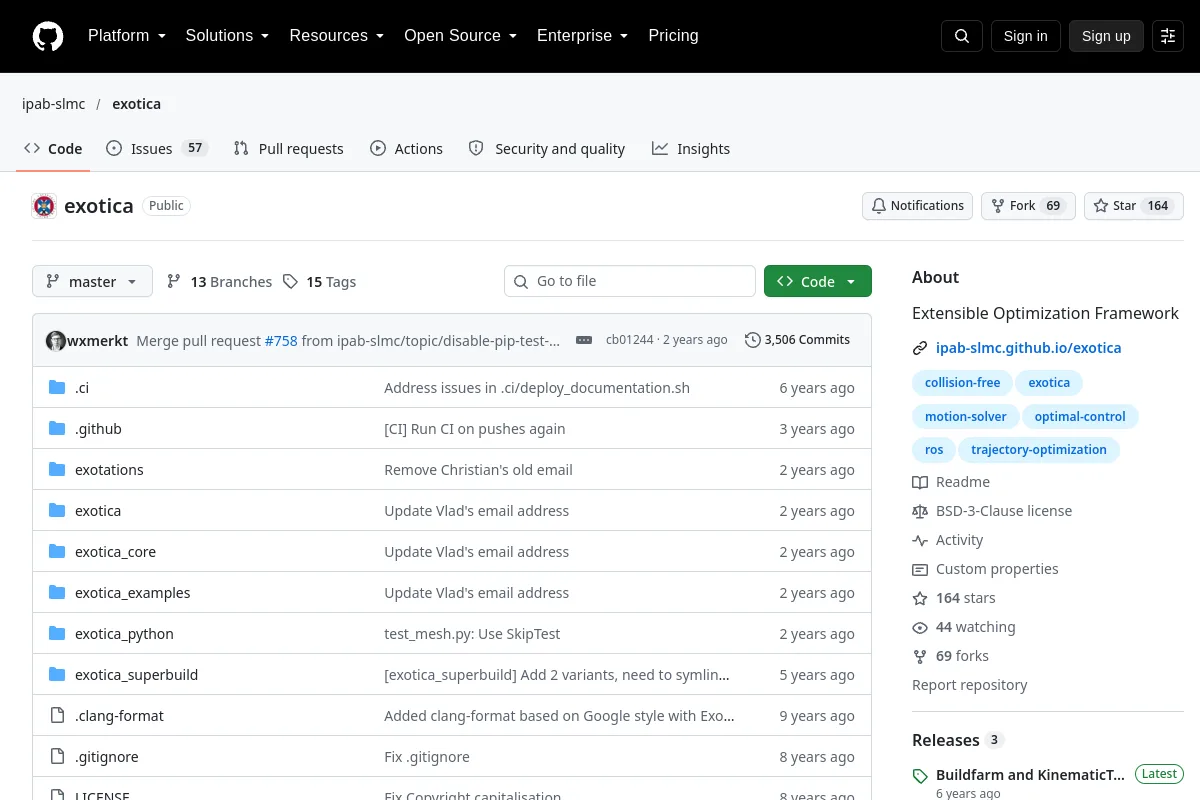 exotica · ipab-slmc website or repository screenshot