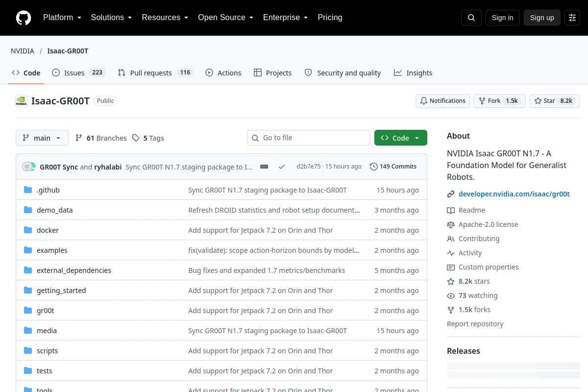 NVIDIA Isaac GR00T website or repository screenshot