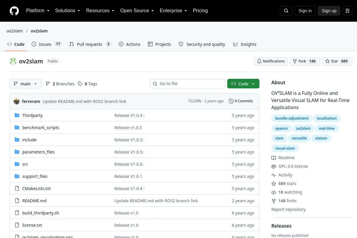 ov2slam · ov2slam resource page screenshot