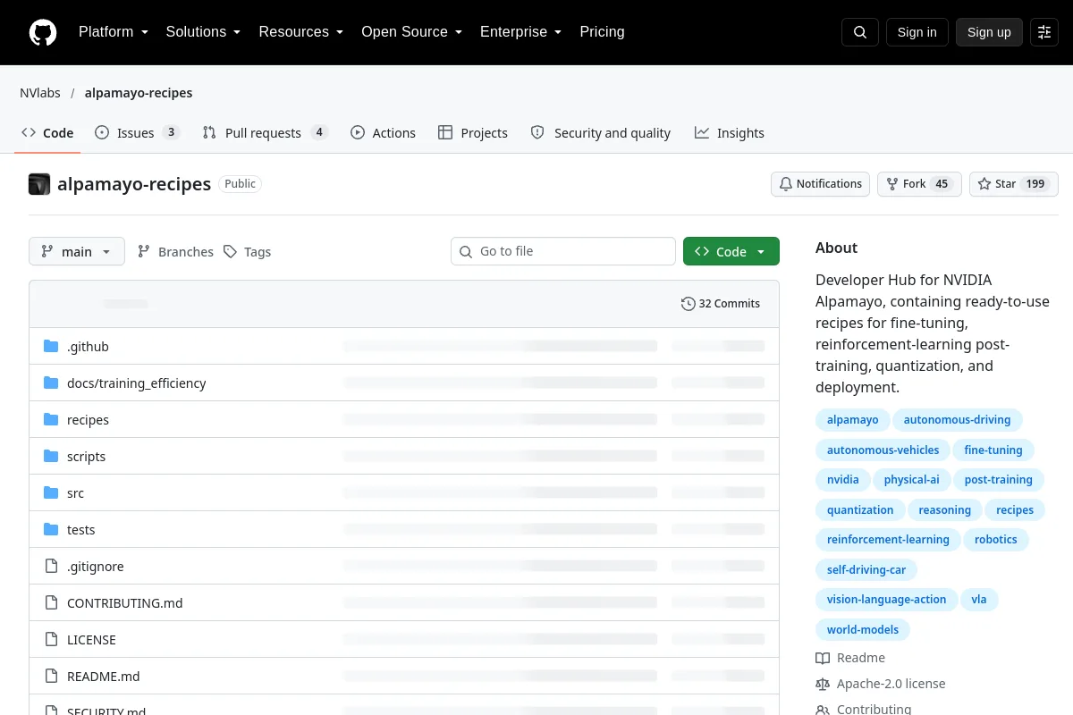 alpamayo-recipes · NVlabs website or repository screenshot
