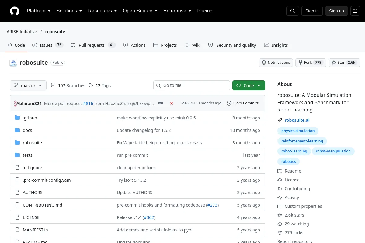 robosuite website or repository screenshot