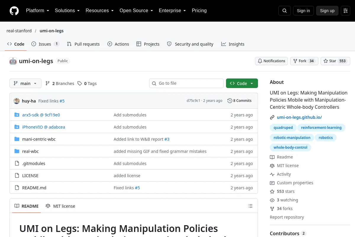umi-on-legs · real-stanford website or repository screenshot