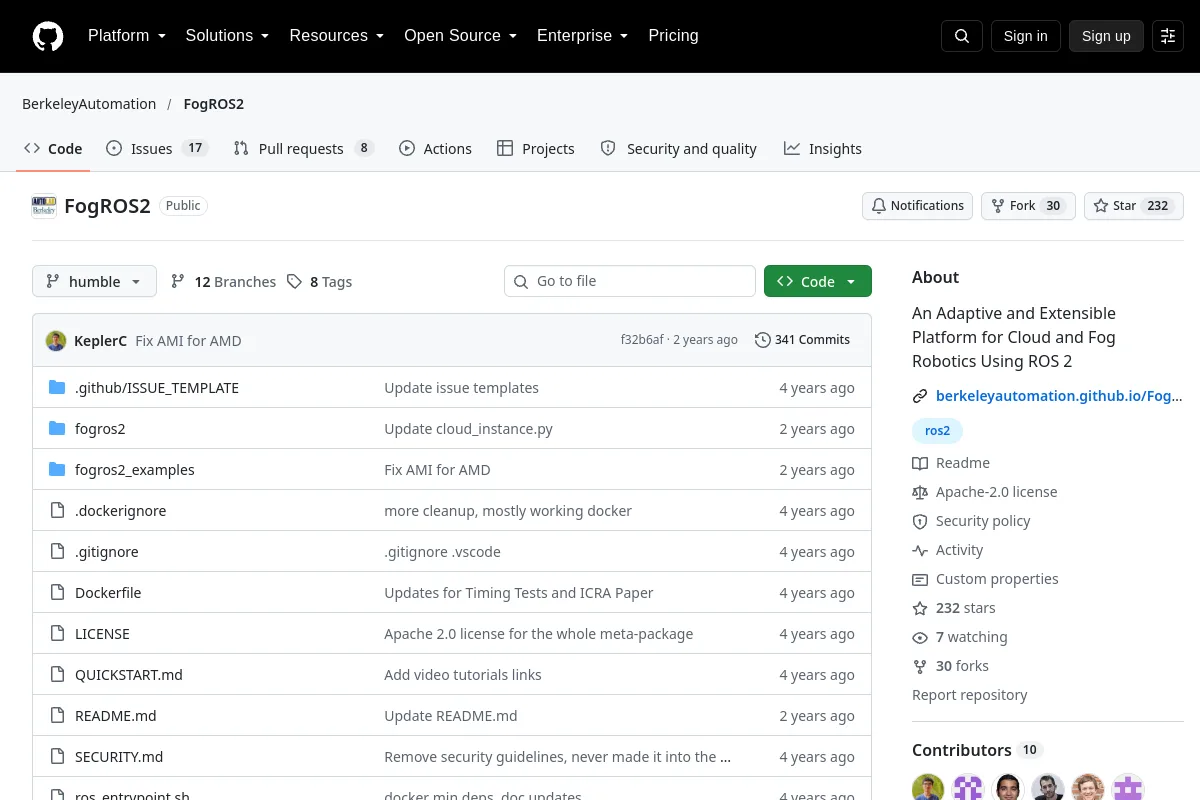 FogROS2 · BerkeleyAutomation website or repository screenshot