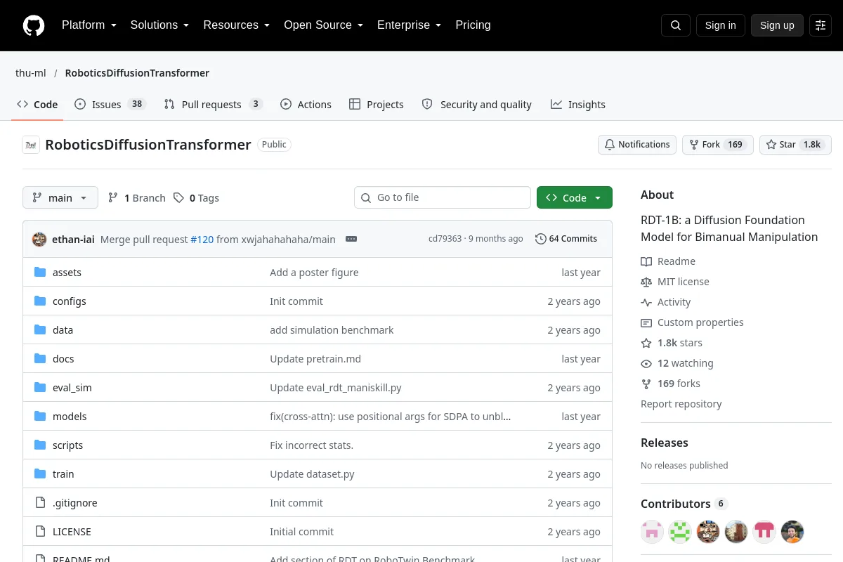 RoboticsDiffusionTransformer · thu-ml website or repository screenshot