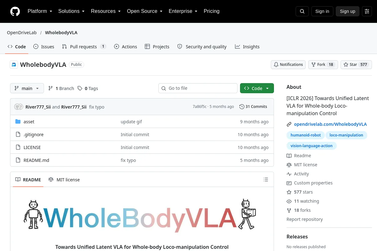WholebodyVLA · OpenDriveLab website or repository screenshot