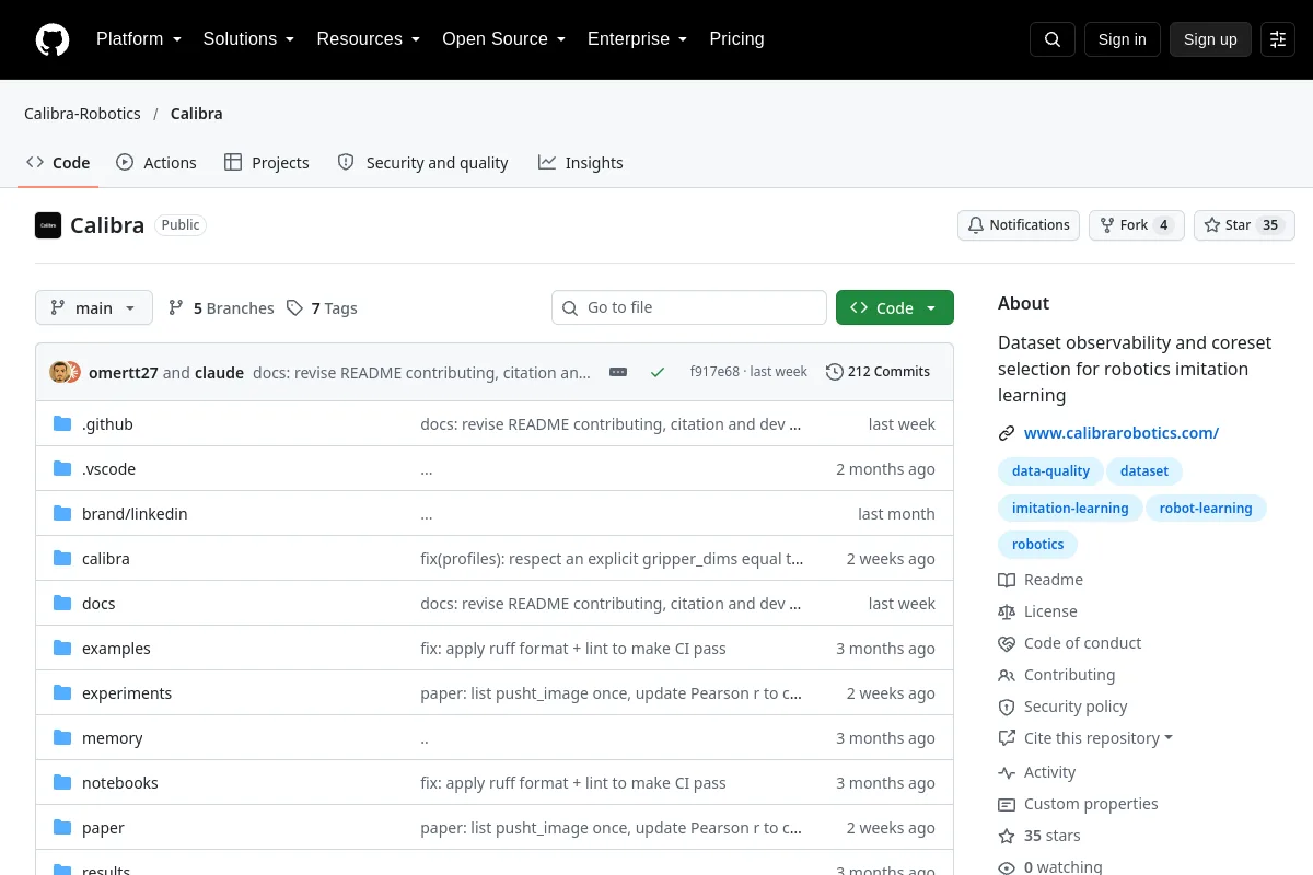 Calibra · Calibra-Robotics website or repository screenshot