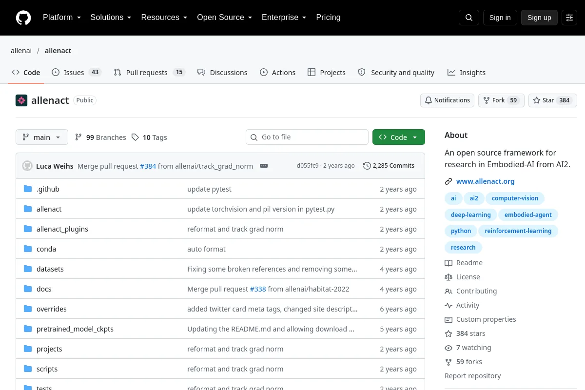 allenact · allenai website or repository screenshot