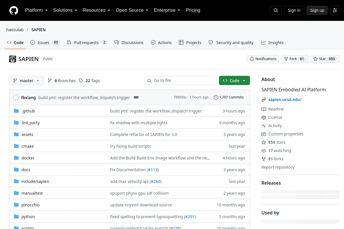 SAPIEN · haosulab website or repository screenshot