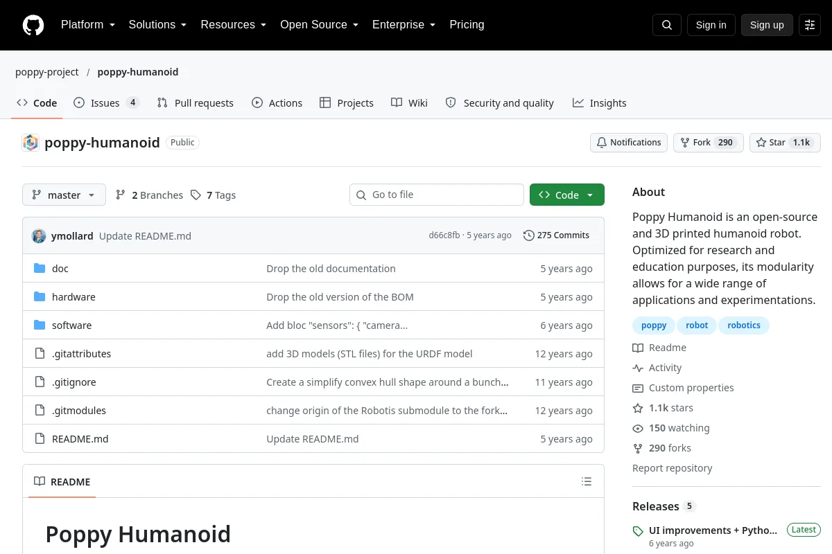 poppy-humanoid · poppy-project website or repository screenshot