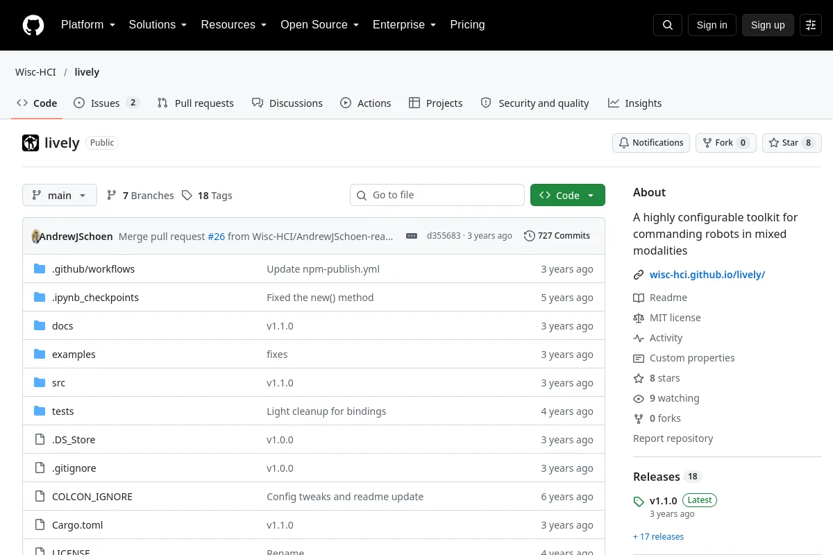 lively · Wisc-HCI resource page screenshot