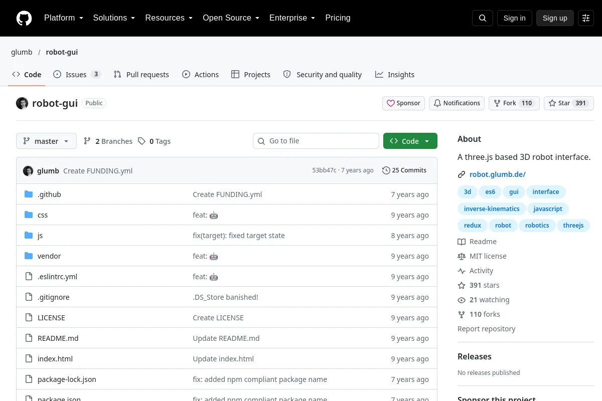 robot gui · glumb resource page screenshot