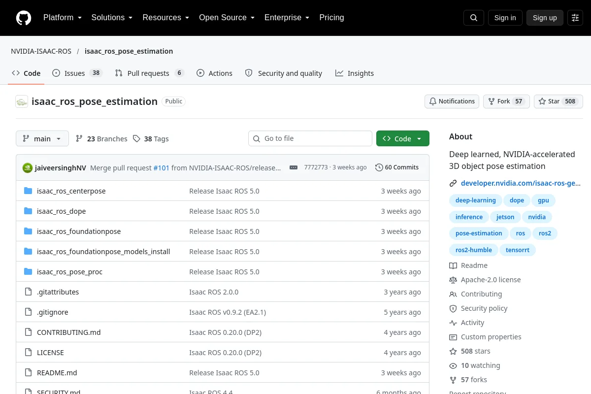 isaac_ros_pose_estimation · NVIDIA-ISAAC-ROS website or repository screenshot