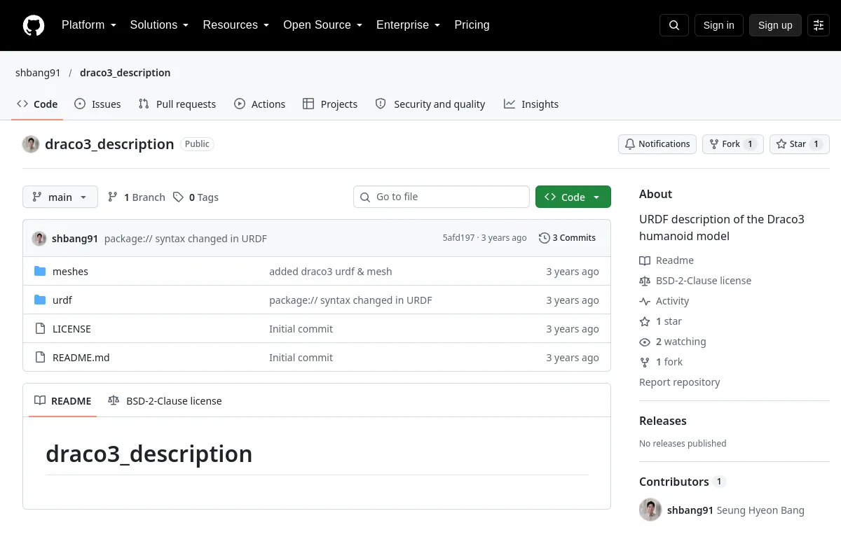 draco3 description · shbang91 resource page screenshot
