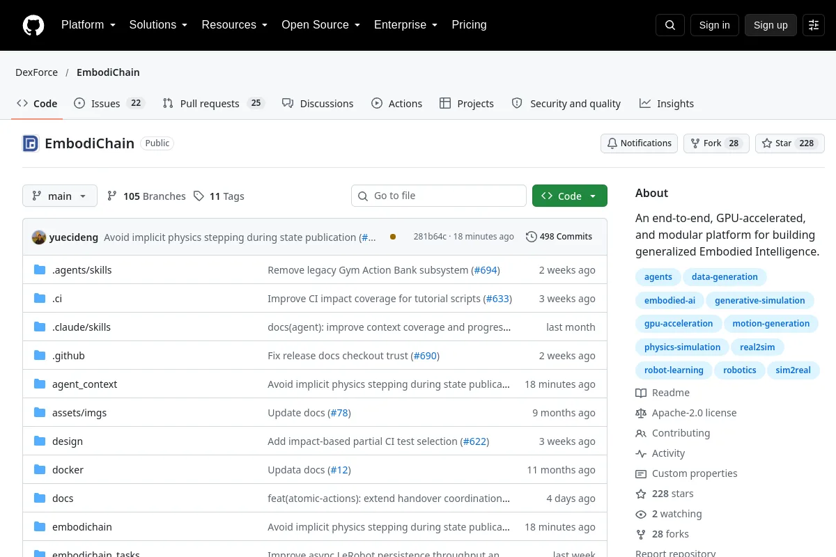 EmbodiChain · DexForce website or repository screenshot