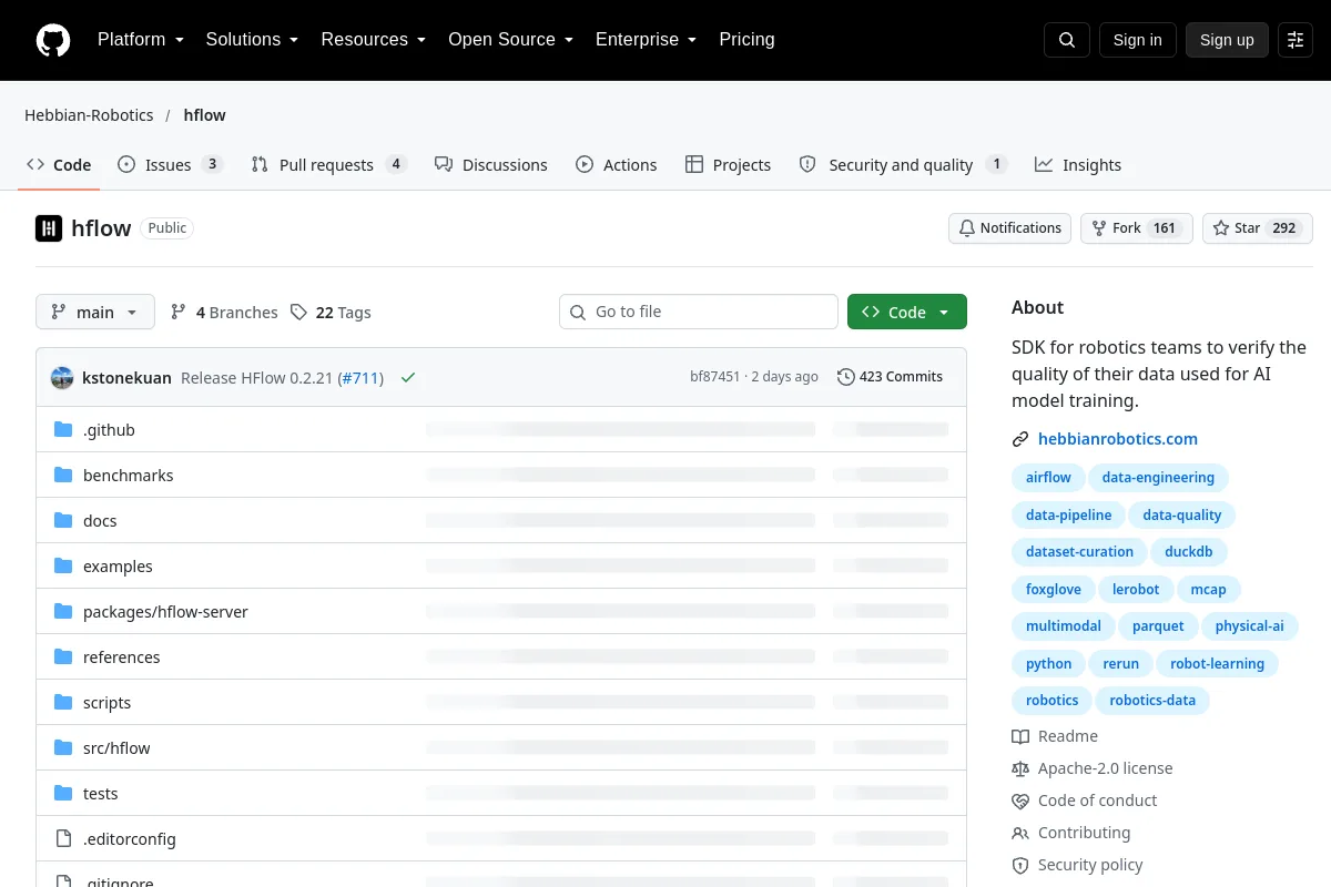 hflow · Hebbian-Robotics website or repository screenshot