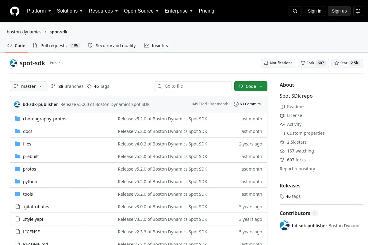 Spot SDK website or repository screenshot