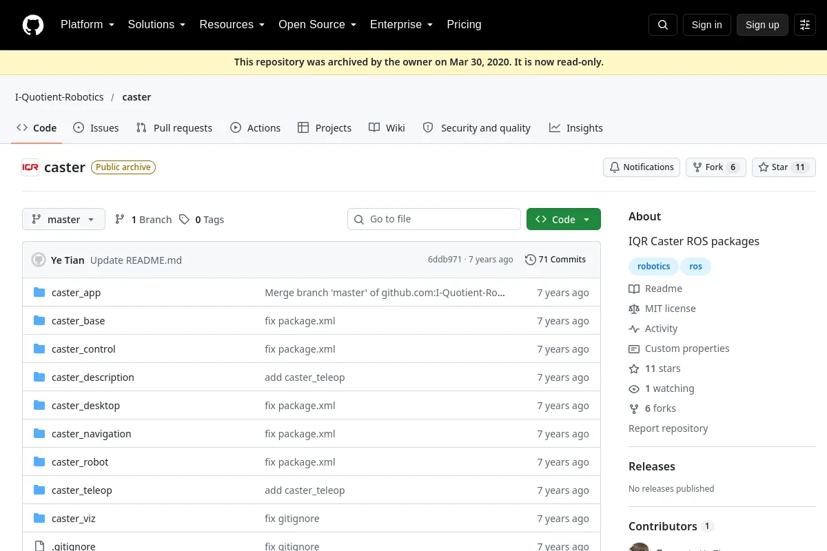 caster · I-Quotient-Robotics resource page screenshot