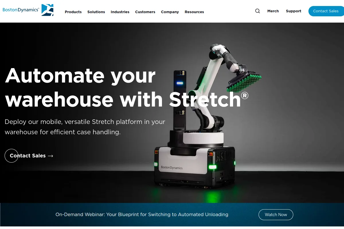 Boston Dynamics Stretch resource page screenshot