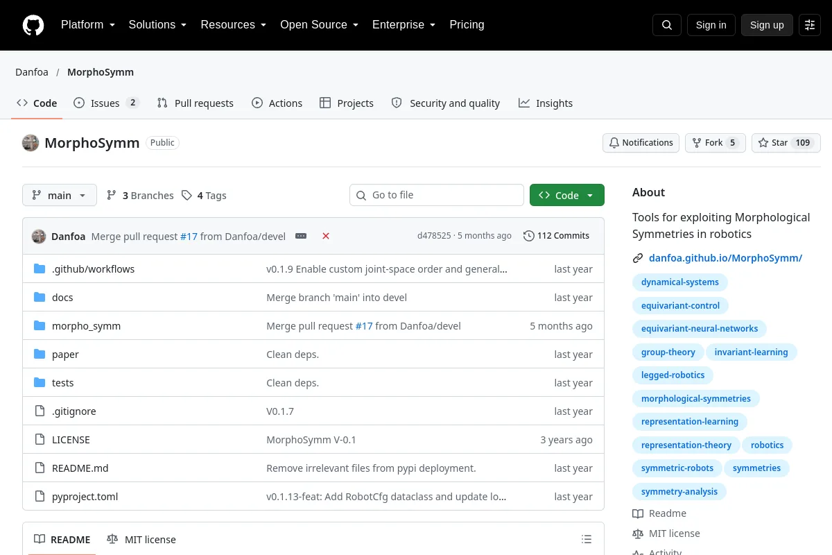 MorphoSymm · Danfoa website or repository screenshot