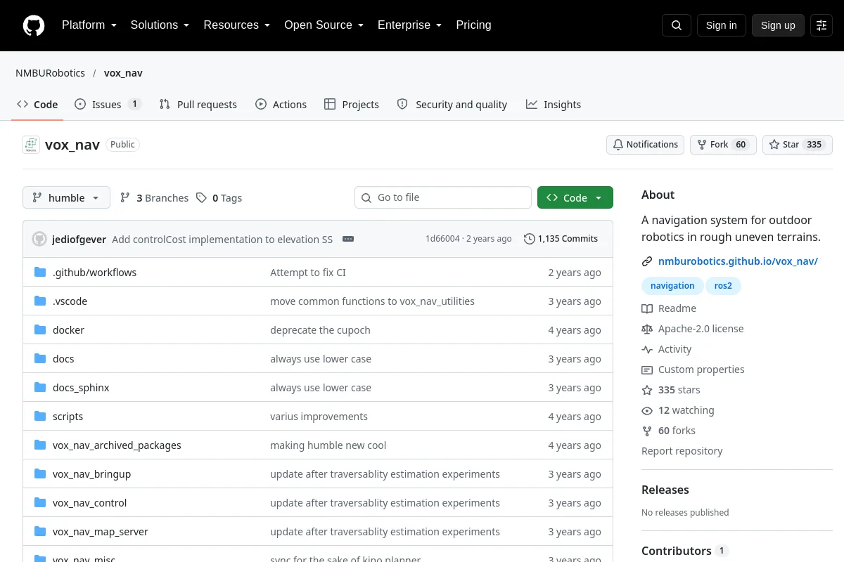 vox_nav · NMBURobotics resource page screenshot