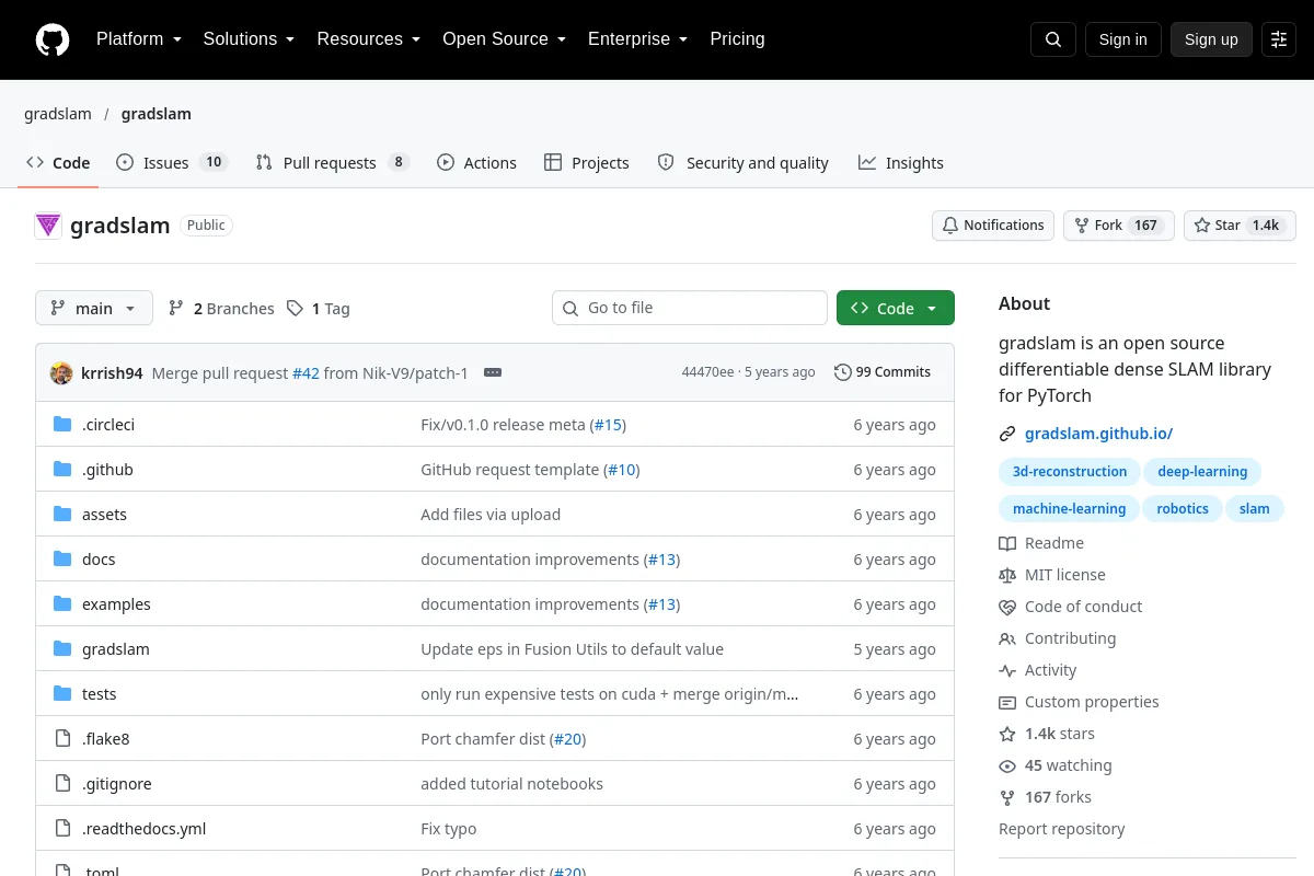 gradslam · gradslam resource page screenshot