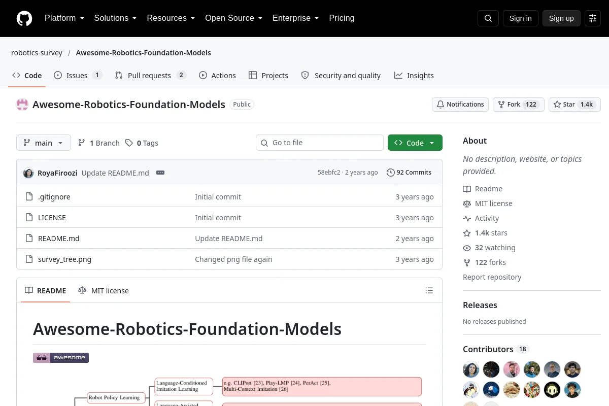 Awesome-Robotics-Foundation-Models · robotics-survey website or repository screenshot