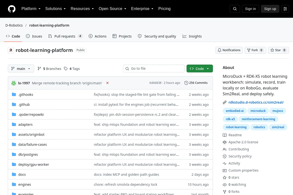 robot learning platform · D-Robotics resource page screenshot